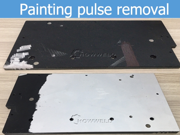 Oil painting, painting on metal surface to cleaning by pulse laser cleaning machine